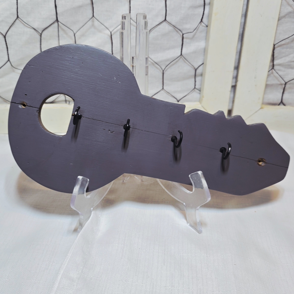 Vintage Wooden Key Wall Hook Rack Gray Painted Rustic Entryway Organizer 12x6x1